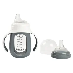 BÉABA Biberons Et Accessoires*Biberon d'apprentissage en verre 2 en 1 - 210ml Gris minéral