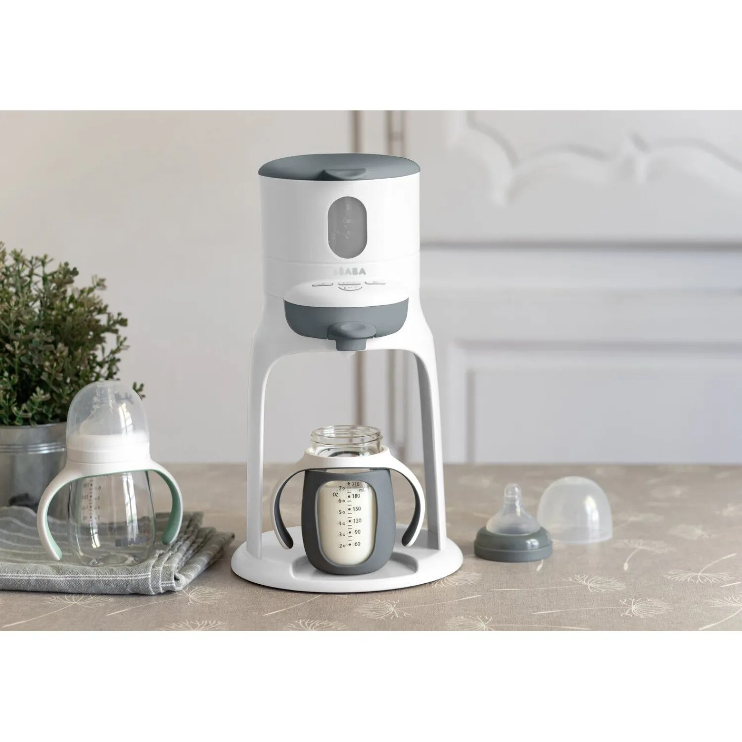 BÉABA Biberons Et Accessoires*Biberon d'apprentissage en verre 2 en 1 - 210ml Gris minéral