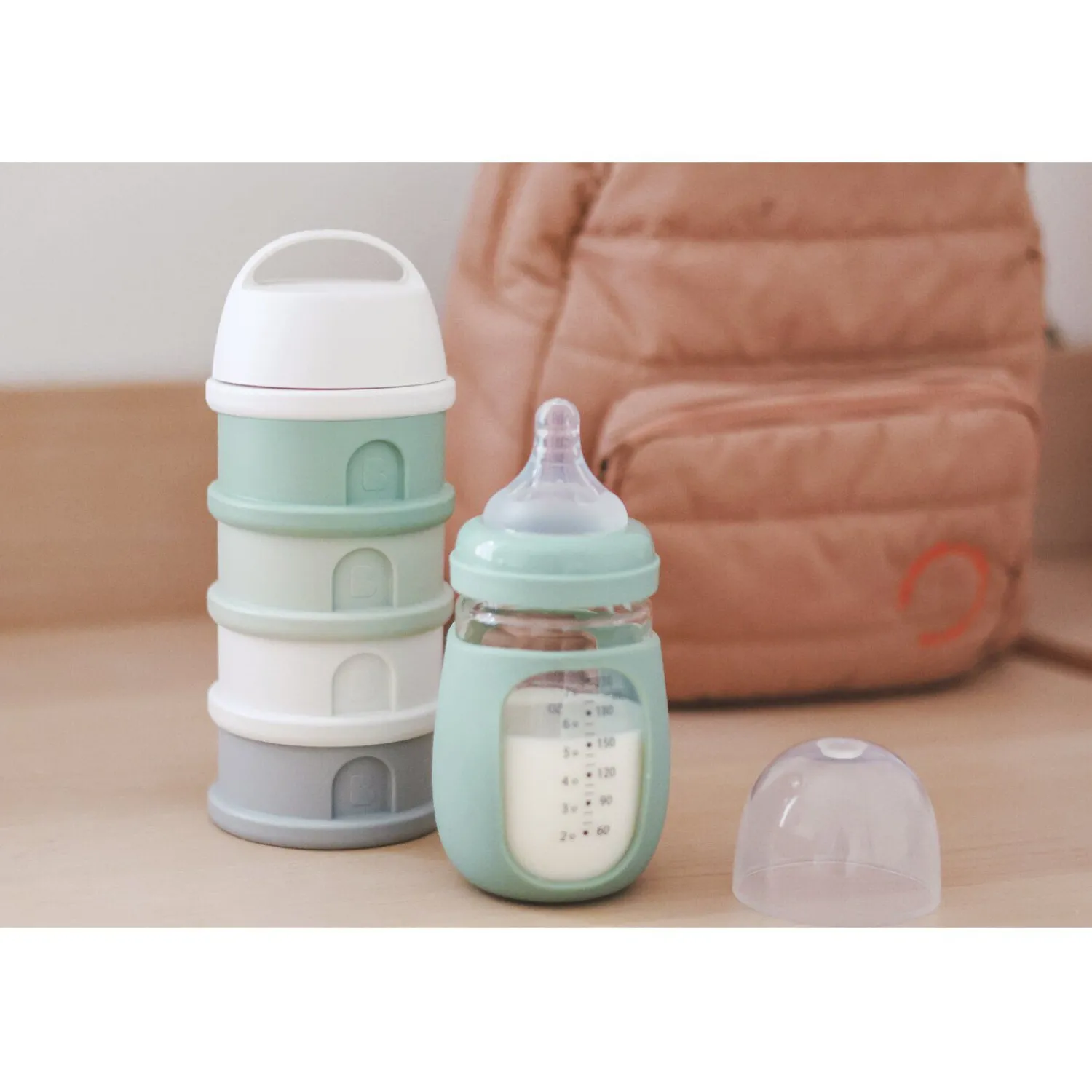 BÉABA Doseurs De Lait|Biberons Et Accessoires*Boîte doseuse de lait 4 compartiments empilables Vert sauge