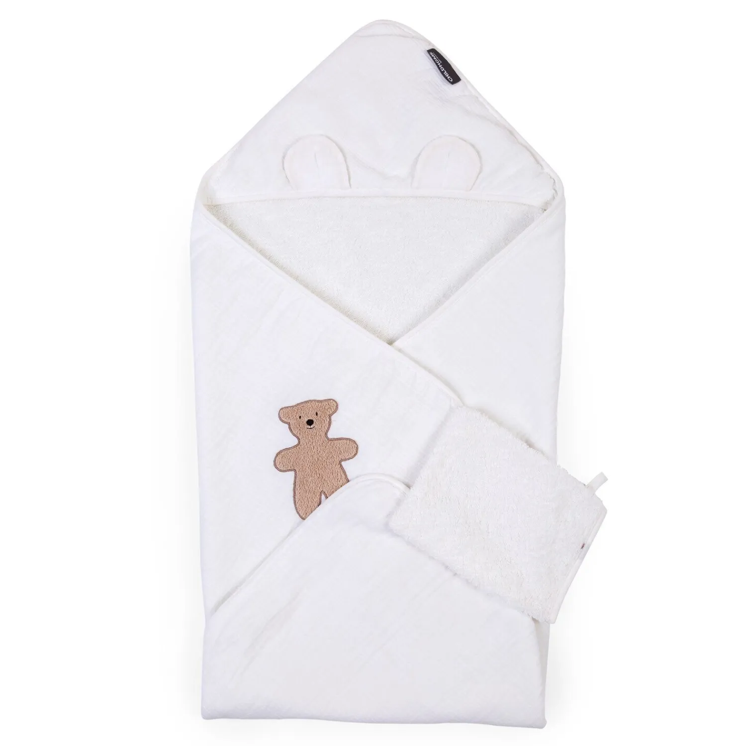 BÉABA Capes De Bain*Cape De Bain + Gant - 80x80 Cm - Muslin / Terry Teddy
