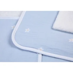BÉABA Capes De Bain*Cape De Bain + Gant - 80x80 Cm - Mousseline Fleur - Bleue