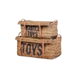 BÉABA Paniers De Rangement*Coffre à jouets en rotin Anthracite 2pcs