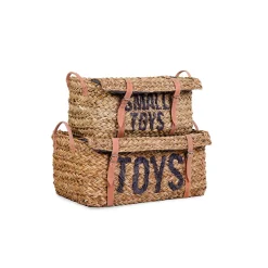 BÉABA Paniers De Rangement*Coffre à jouets en rotin Anthracite 2pcs