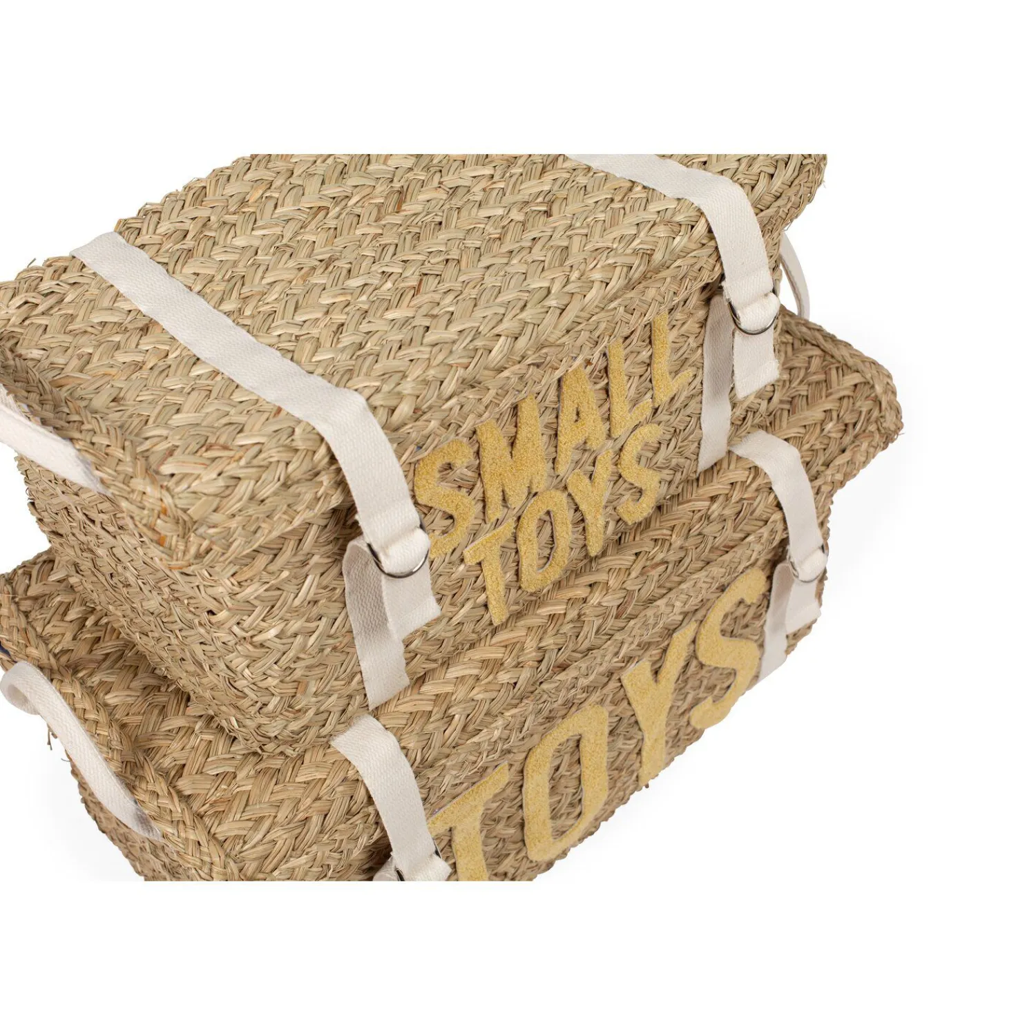 BÉABA Paniers De Rangement*Coffre à jouets en rotin jaune 2pcs