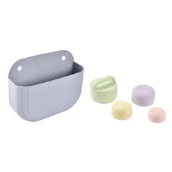 BÉABA Baignoires Et Accessoires*Coffret de bain : panier et jouets de bain silicone Galet / Menthe au lait / Multi couleurs