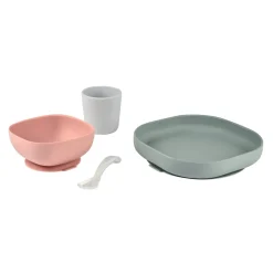 BÉABA Couverts Vaisselle Et Bavoirs*Coffret repas silicone Eucalyptus