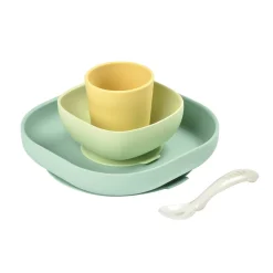BÉABA Couverts Vaisselle Et Bavoirs*Coffret repas silicone Jaune/Vert