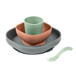 BÉABA Couverts Vaisselle Et Bavoirs*Coffret repas silicone Minéral