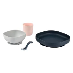 BÉABA Couverts Vaisselle Et Bavoirs*Coffret repas silicone Night /Rose