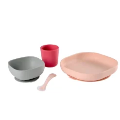 BÉABA Couverts Vaisselle Et Bavoirs*Coffret repas silicone Rose