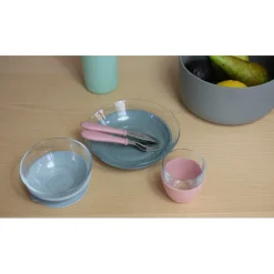 BÉABA Couverts Vaisselle Et Bavoirs*Coffret repas verre Eucalyptus/Rose