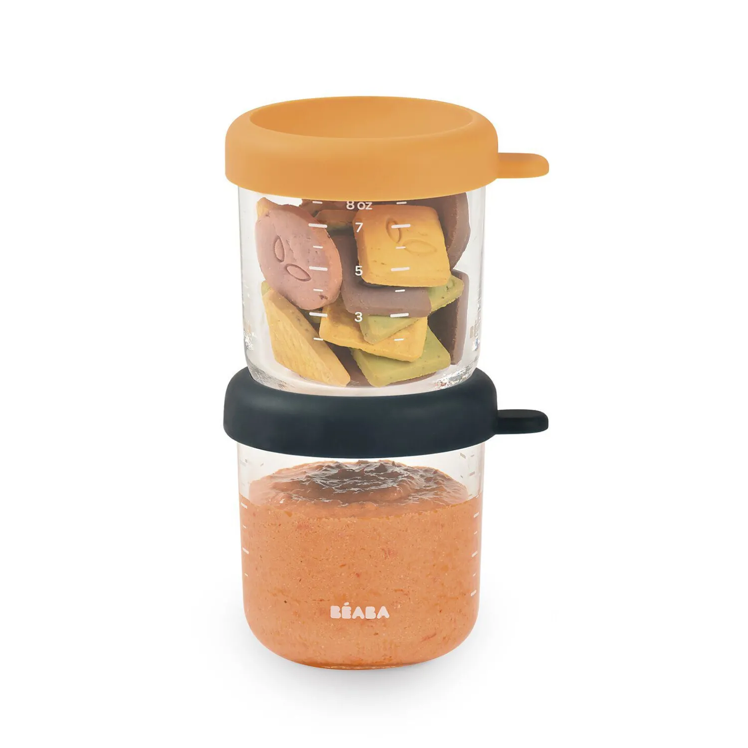 BÉABA Couverts Vaisselle Et Bavoirs*Lot 2 portions verre 250ml Night blue/Miel