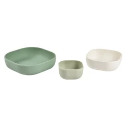 BÉABA Goûter Sain|Couverts Vaisselle Et Bavoirs*Lot de 3 bols silicone gigogne Vert sauge
