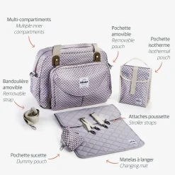 BÉABA Sacs À Langer*Sac à langer Genève Play print Gris/Corail