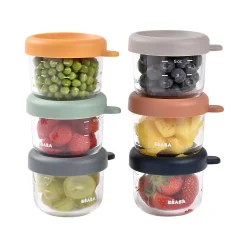 BÉABA Pots De Conservation|Pots De Conservation*Set 6 portions verre 150 ml SUNRISE COLORMIX