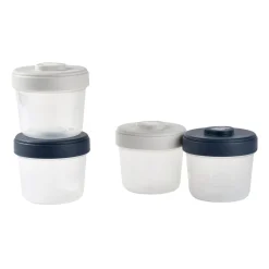BÉABA Pots De Conservation|Pots De Conservation*Set intégral de 4 portions clip 150 ml Gris/Night blue