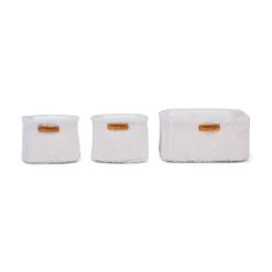 BÉABA Paniers De Rangement*Set Of 3 Hanging Storage Baskets - 21x14x10 Cm + 14x10x10 Cm -Teddy Off white